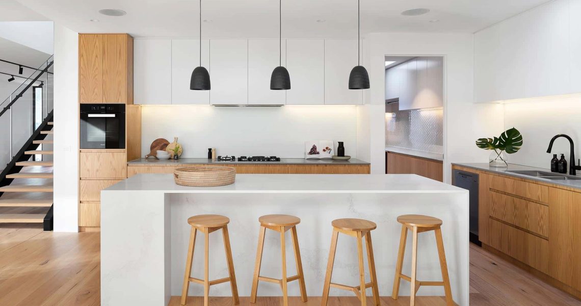 white and wood modern kitchen