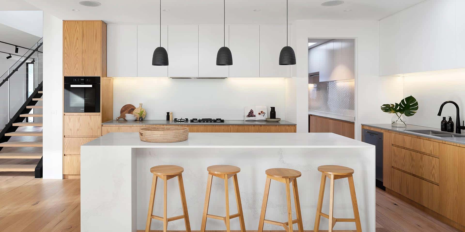 white and wood modern kitchen