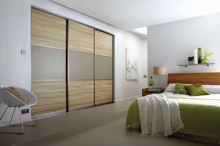 Modern bedroom with sliding wardrobes