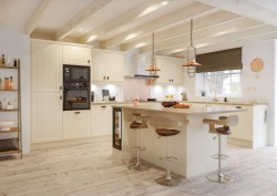 Cream and white modern kitchen with feature lighting