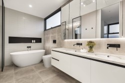 modern bathroom with modern bath