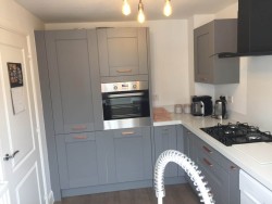 Grey Kitchen with White worktops