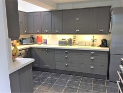 Grey kitchen in showroom